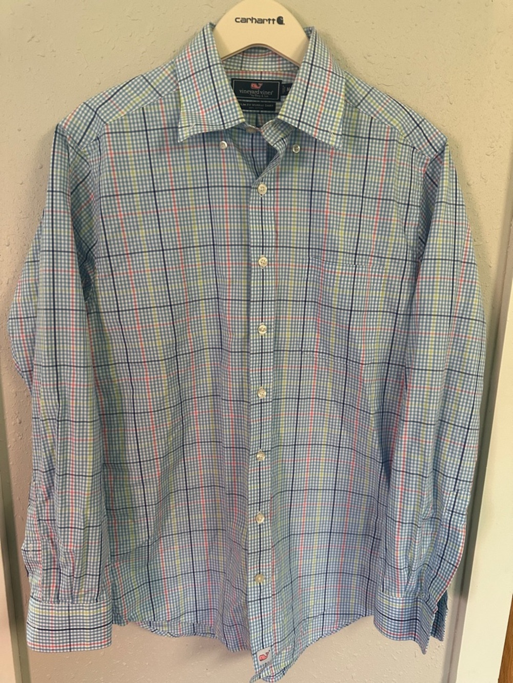 Vineyard Vines Light Blue Multi-Color Plaid Button-Down Shirt